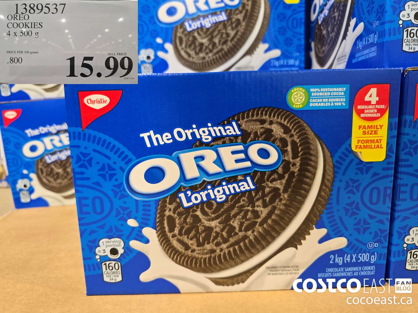 1389537 CHRISTIE THE ORIGINAL OREO 4 x 500 g $15.99