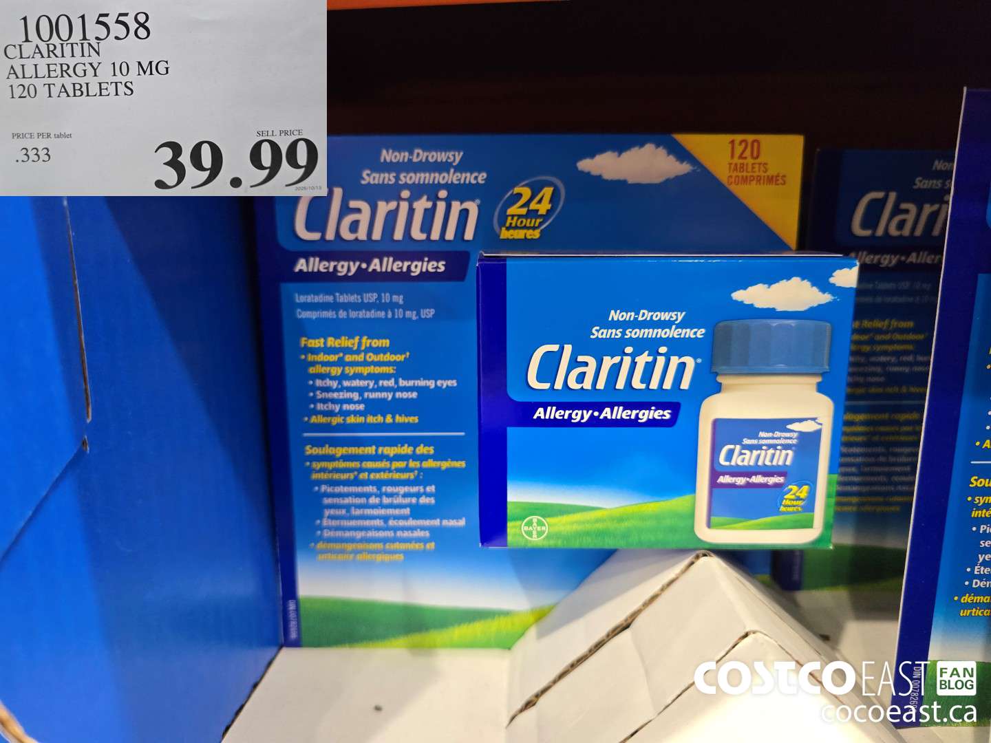 1001558 CLARITIN ALLERGY 10MG 120 TABLETS $39.99