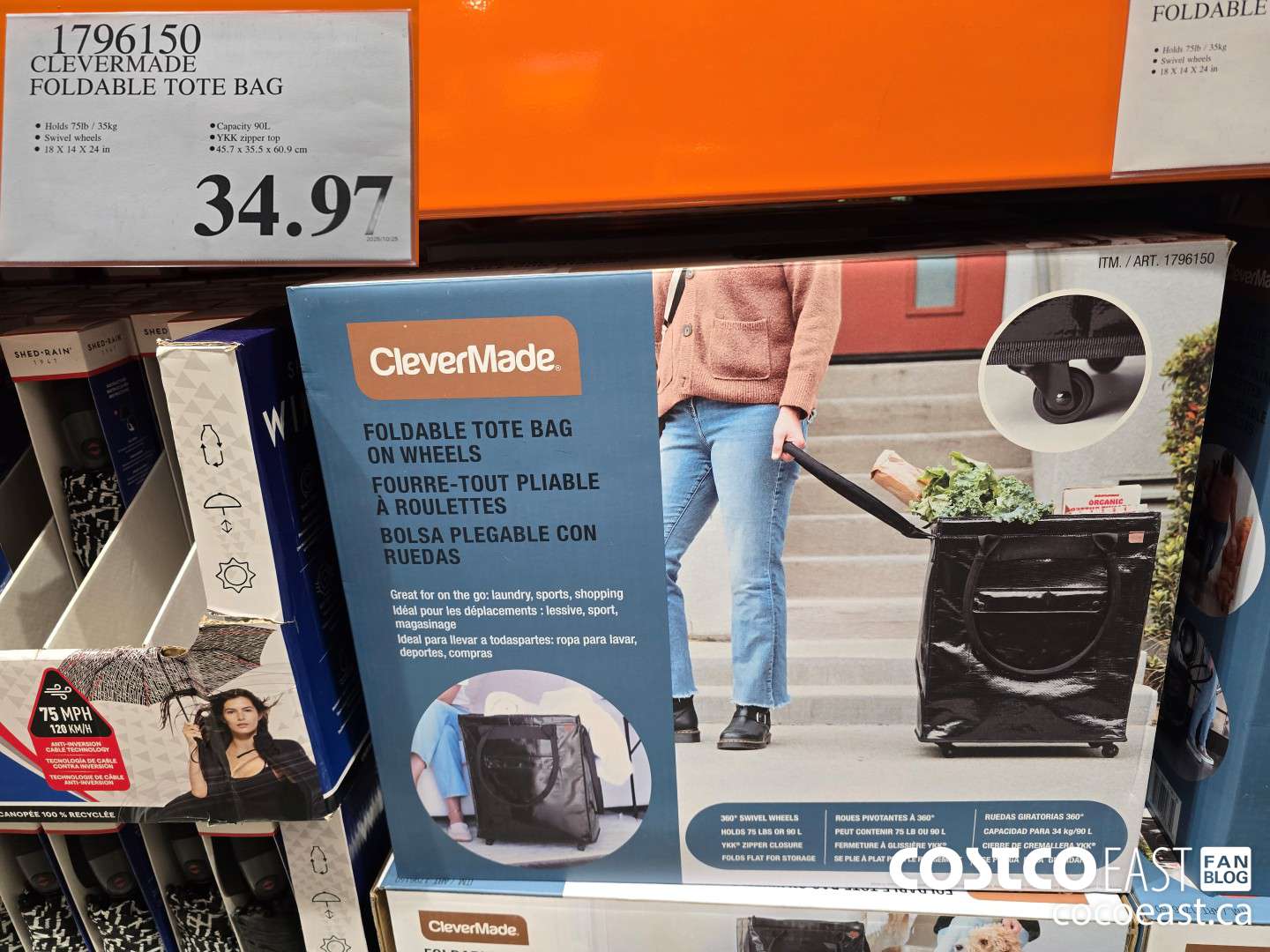 1796150 CLEVERMADE FOLDABLE TOTE BAG $34.97