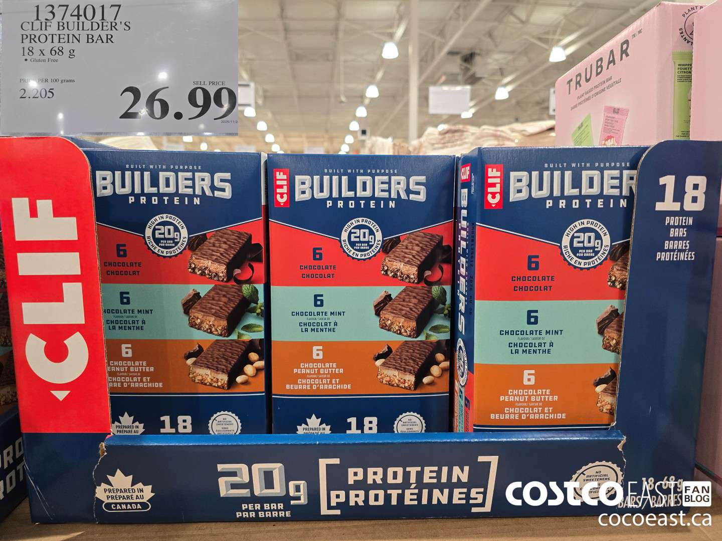 1374017 CLIF BUILDERS PROTEIN BARS 18 X 68 G $26.99