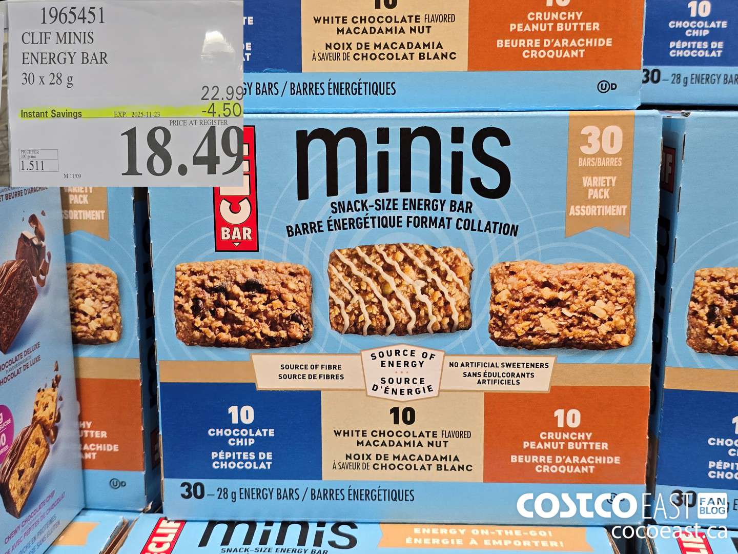 1965451 CLIF MINIS ENERGY BAR 30 X 28 G ($4.50 INSTANT SAVINGS EXPIRES ON 2025-11-23) $18.49