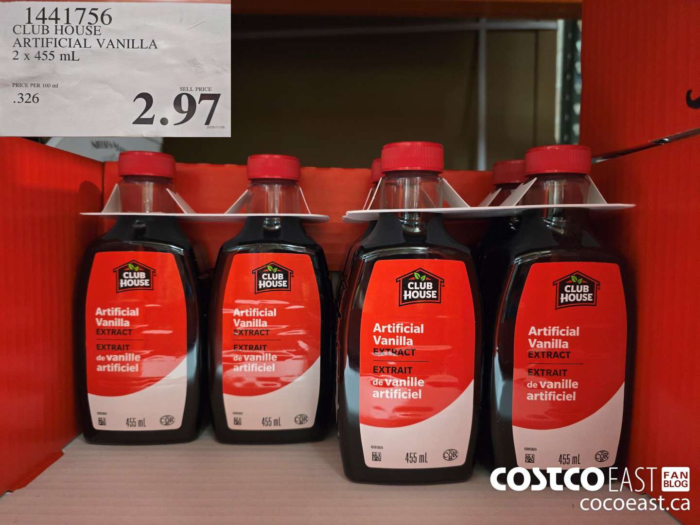 1441756 CLUB HOUSE ARTIFICIAL VANILLA 2 x 455 mL $7.99