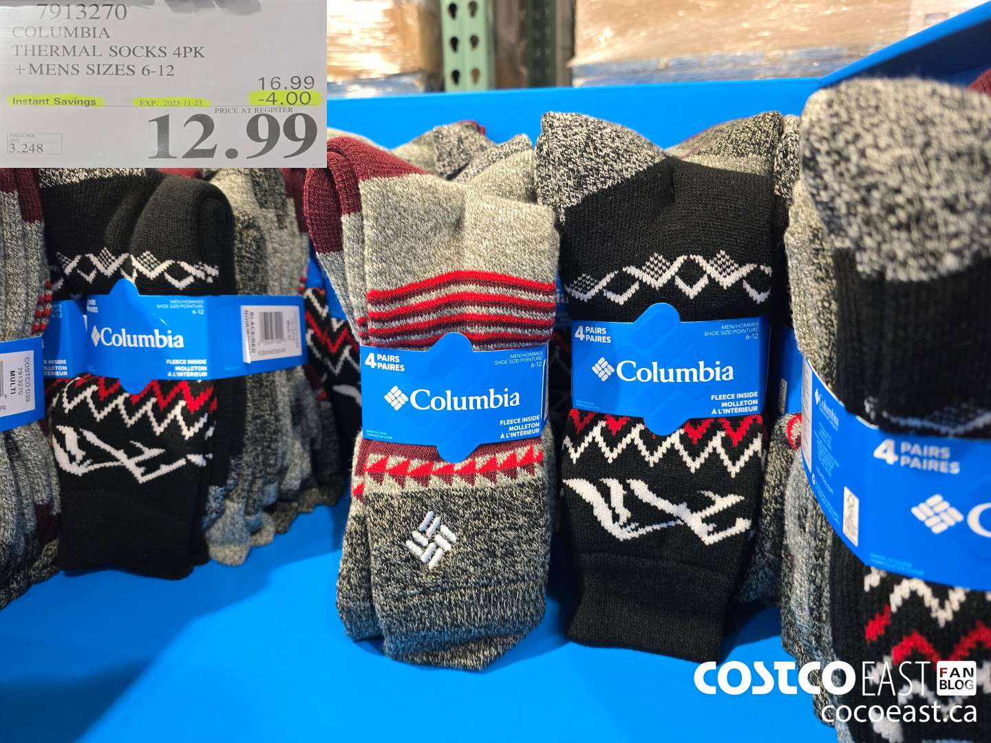 7913270 COLUMBIA THERMAL SOCKS 4PK +MENS SIZES 6-12 ($4.00 INSTANT SAVINGS EXPIRES ON 2025-11-23) $12.99