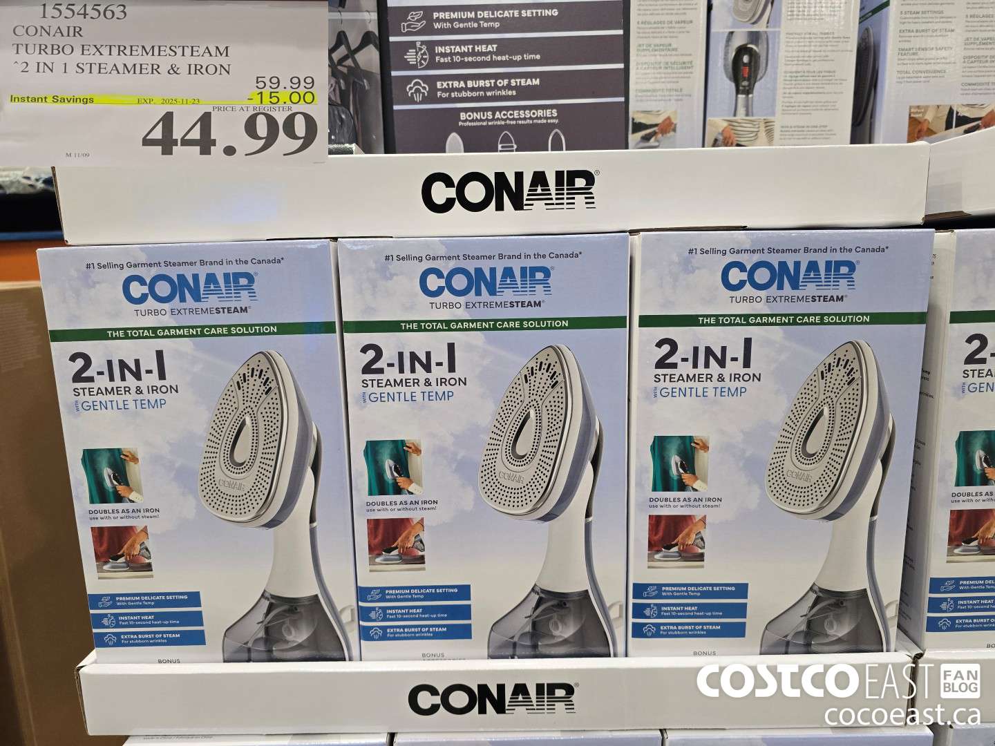 1554563 CONAIR TURBO EXTREMESTEAM 2 IN 1 STEAMER & IRON ($15.00 INSTANT SAVINGS EXPIRES ON 2025-11-23) $44.99