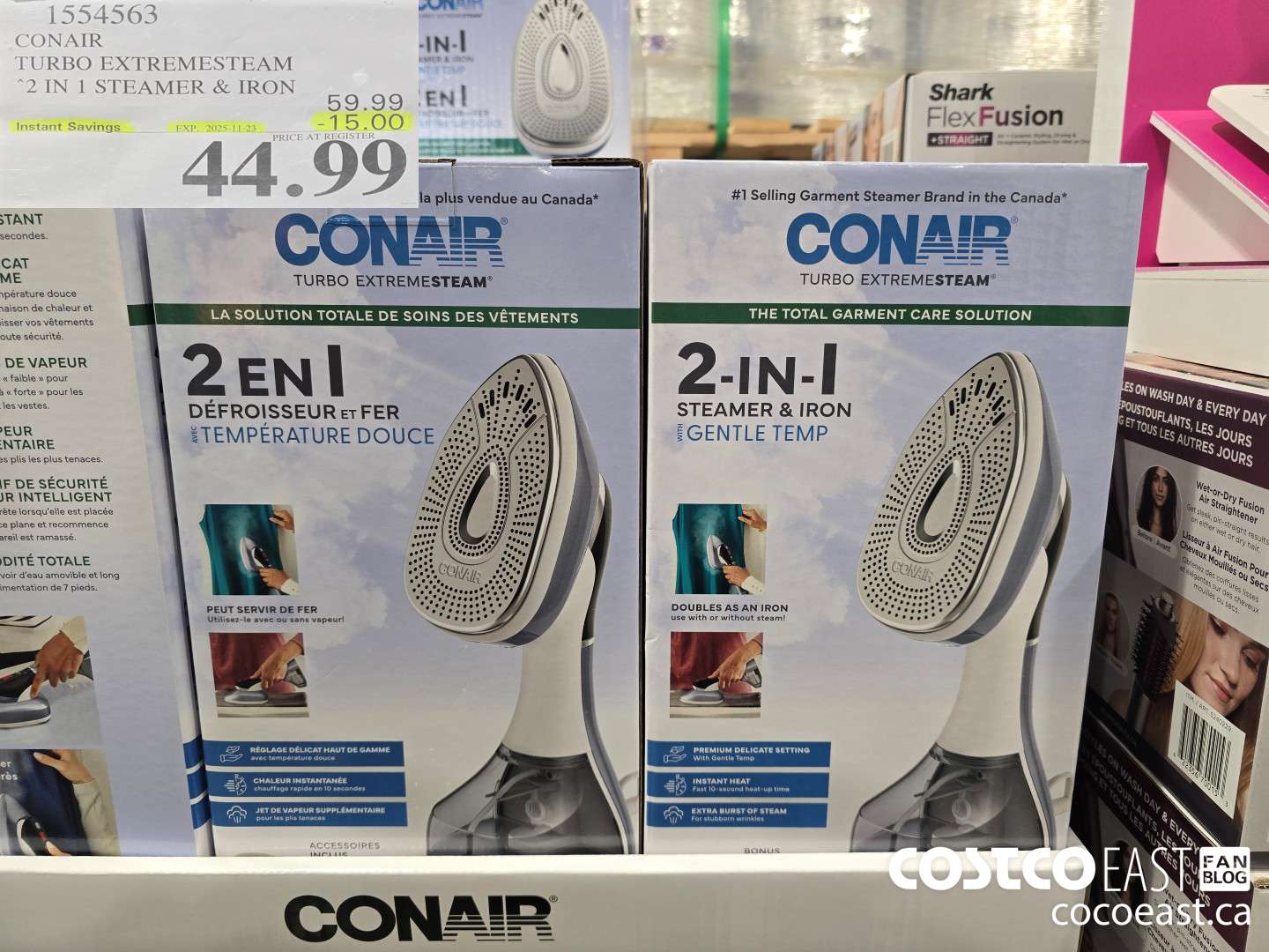1554563 CONAIR TURBO EXTREMESTEAM 2 IN 1 STEAMER & IRON ($15.00 INSTANT SAVINGS EXPIRES ON 2025-11-23) $44.99