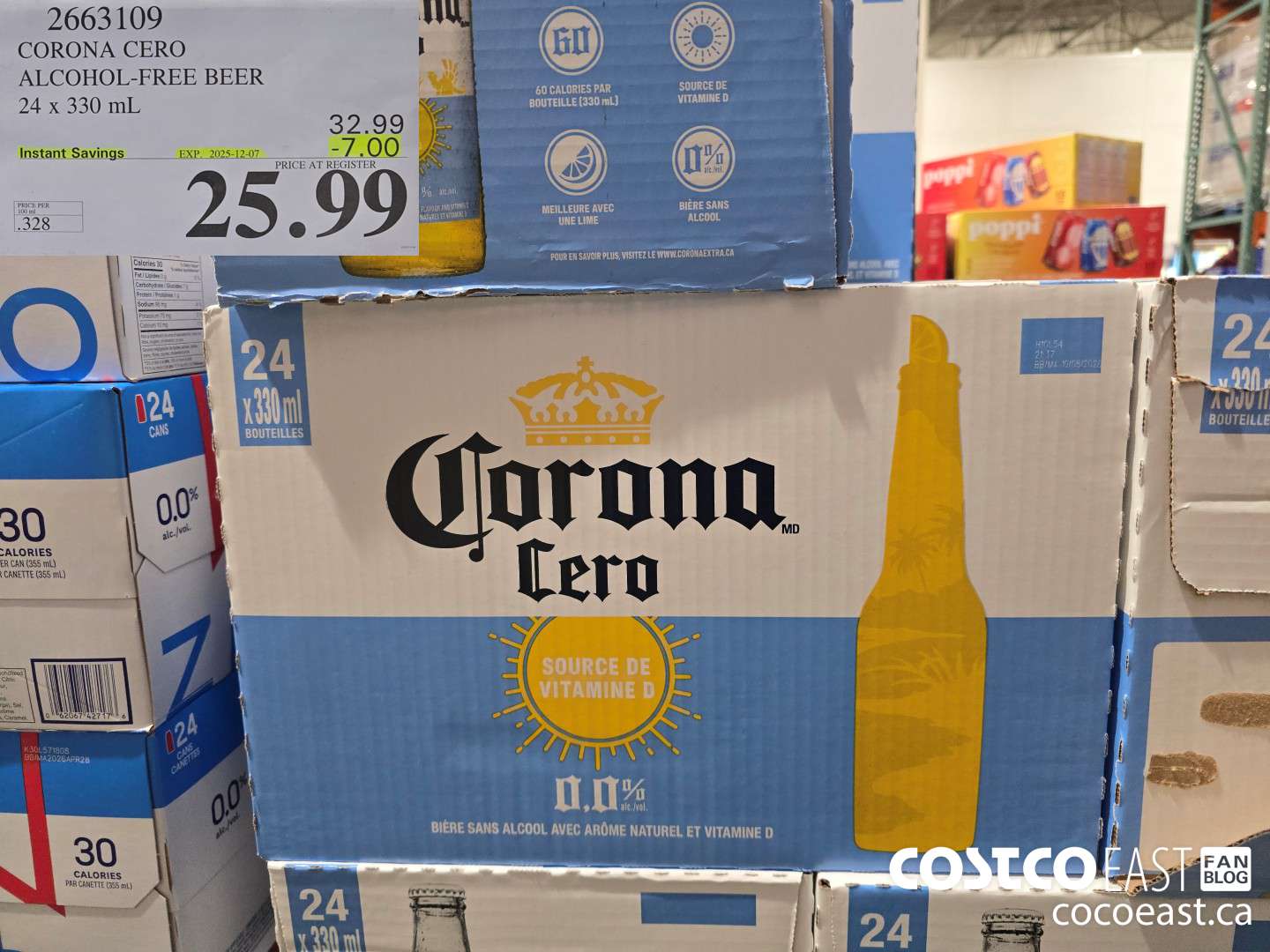 2663109 CORONA CERO ALCOHOL-FREE BEER 24 x 330 mL ($7.00 INSTANT SAVINGS EXPIRES ON 2025-12-07) $25.99