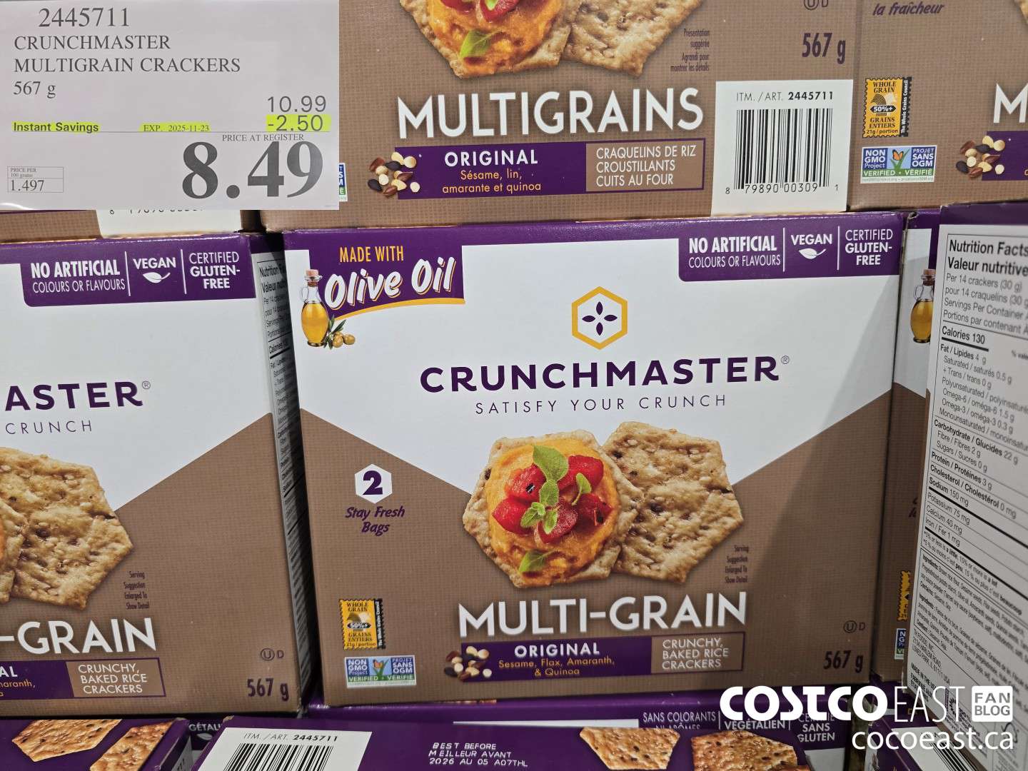 2445711 CRUNCHMASTER MULTIGRAIN CRACKERS 567 g ($2.50 INSTANT SAVINGS EXPIRES ON 2025-11-23) $8.49