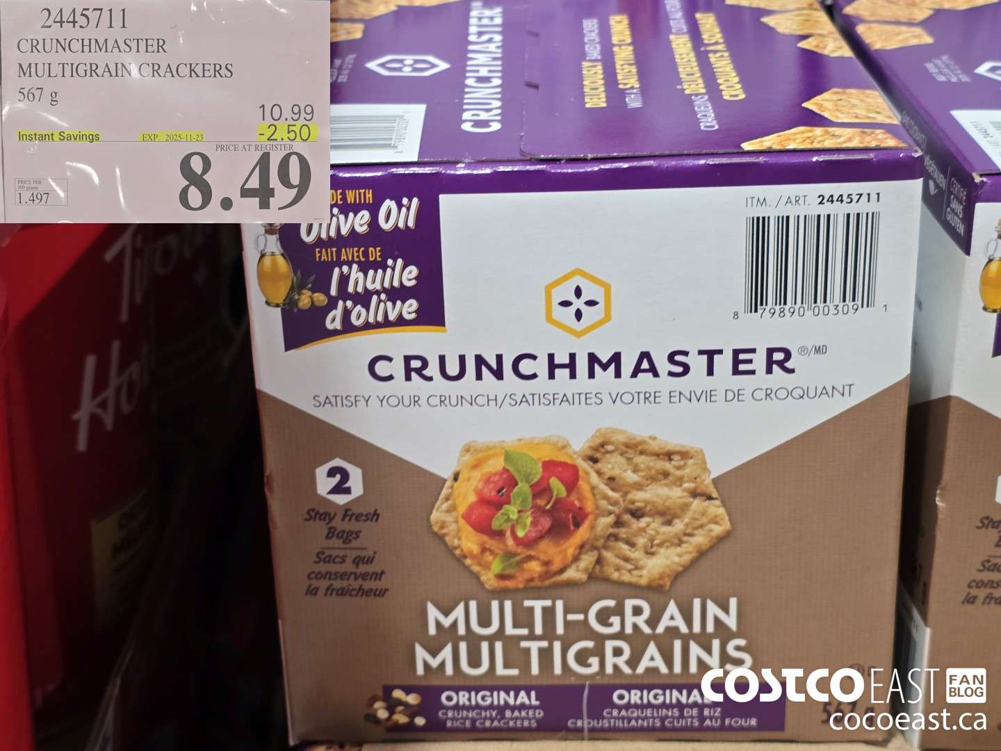 2445711 CRUNCHMASTER MULTIGRAIN CRACKERS 567 g ($2.50 INSTANT SAVINGS EXPIRES ON 2025-11-23) $8.49