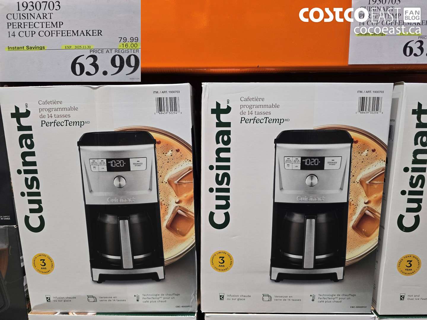 1930703 CUISINART PERFECTEMP 14 CUP COFFEEMAKER ($16.00 INSTANT SAVINGS EXPIRES ON 2025-11-30) $63.99