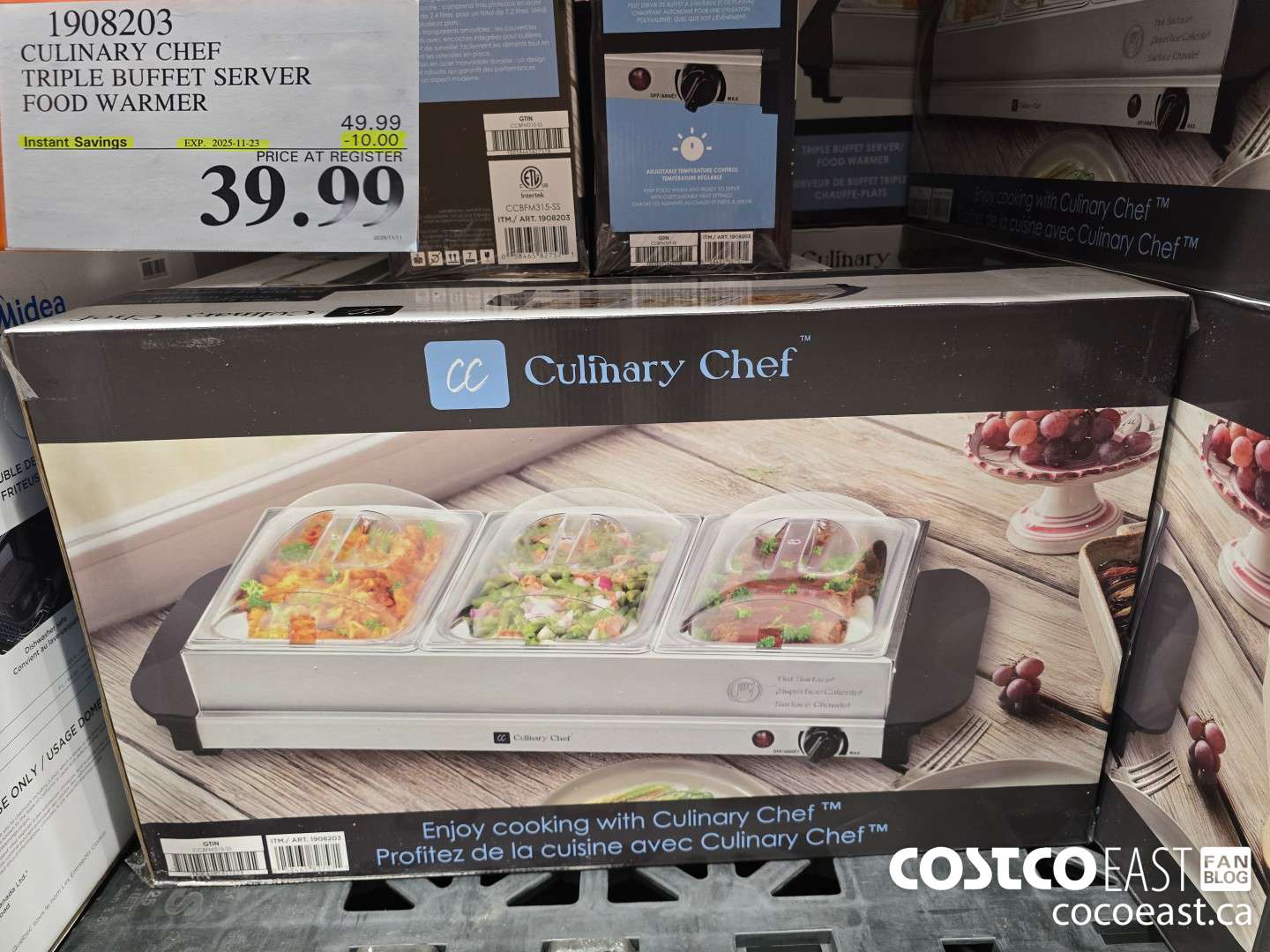 1908203 CULINARY CHEF TRIPLE BUFFET SERVER FOOD WARMER ($10.00 INSTANT SAVINGS EXPIRES ON 2025-11-23) $39.99