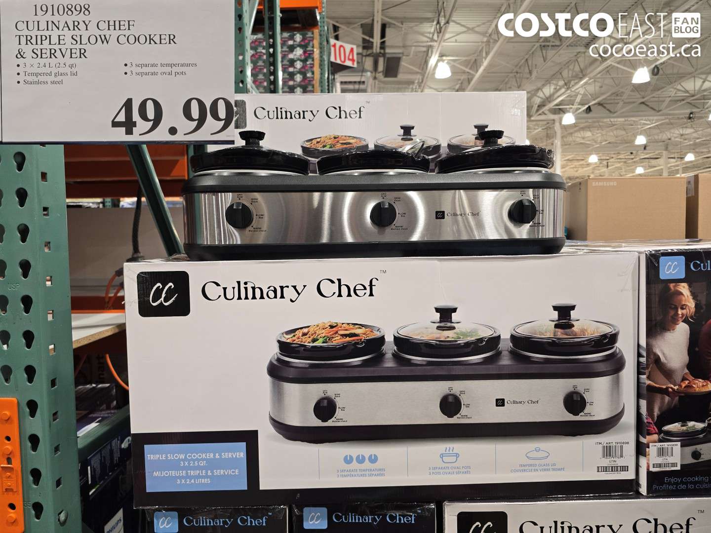1910898 CULINARY CHEF TRIPLE SLOW COOKER & SERVER $49.99
