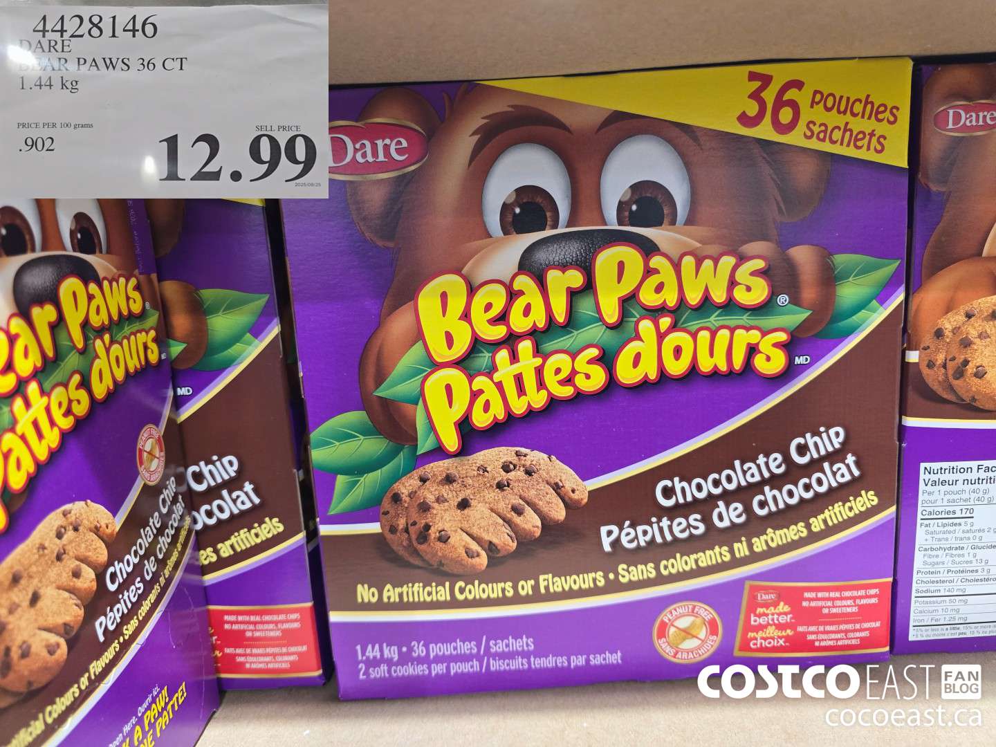 4428146 DARE BEAR PAWS CHOCOLATE 36CT 1.44 KG $12.99