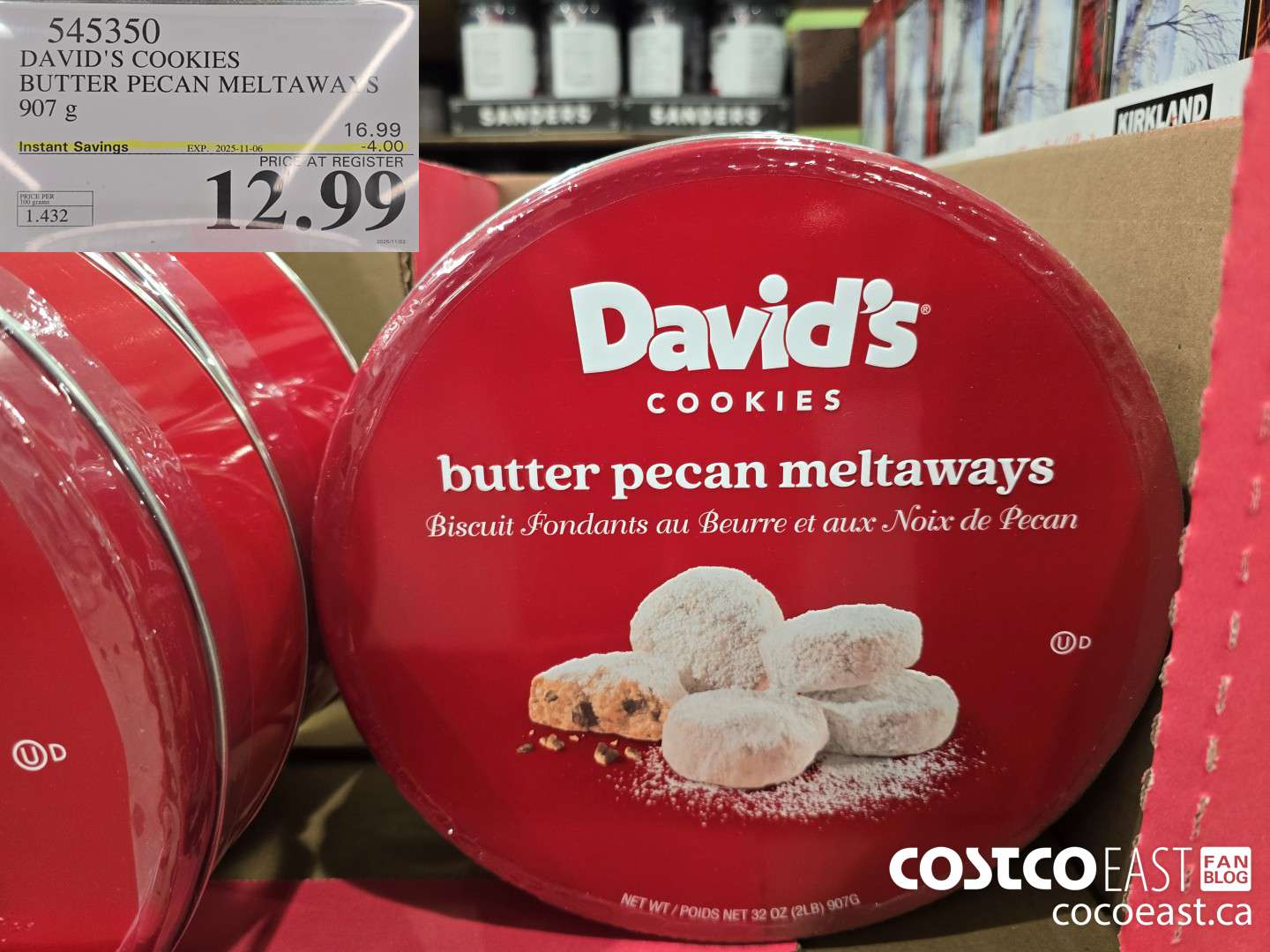 545350 DAVID'S BUTTER PECAN MELTAWAYS 907 g ($4.00 INSTANT SAVINGS EXPIRES ON 2025-11-06) $12.99