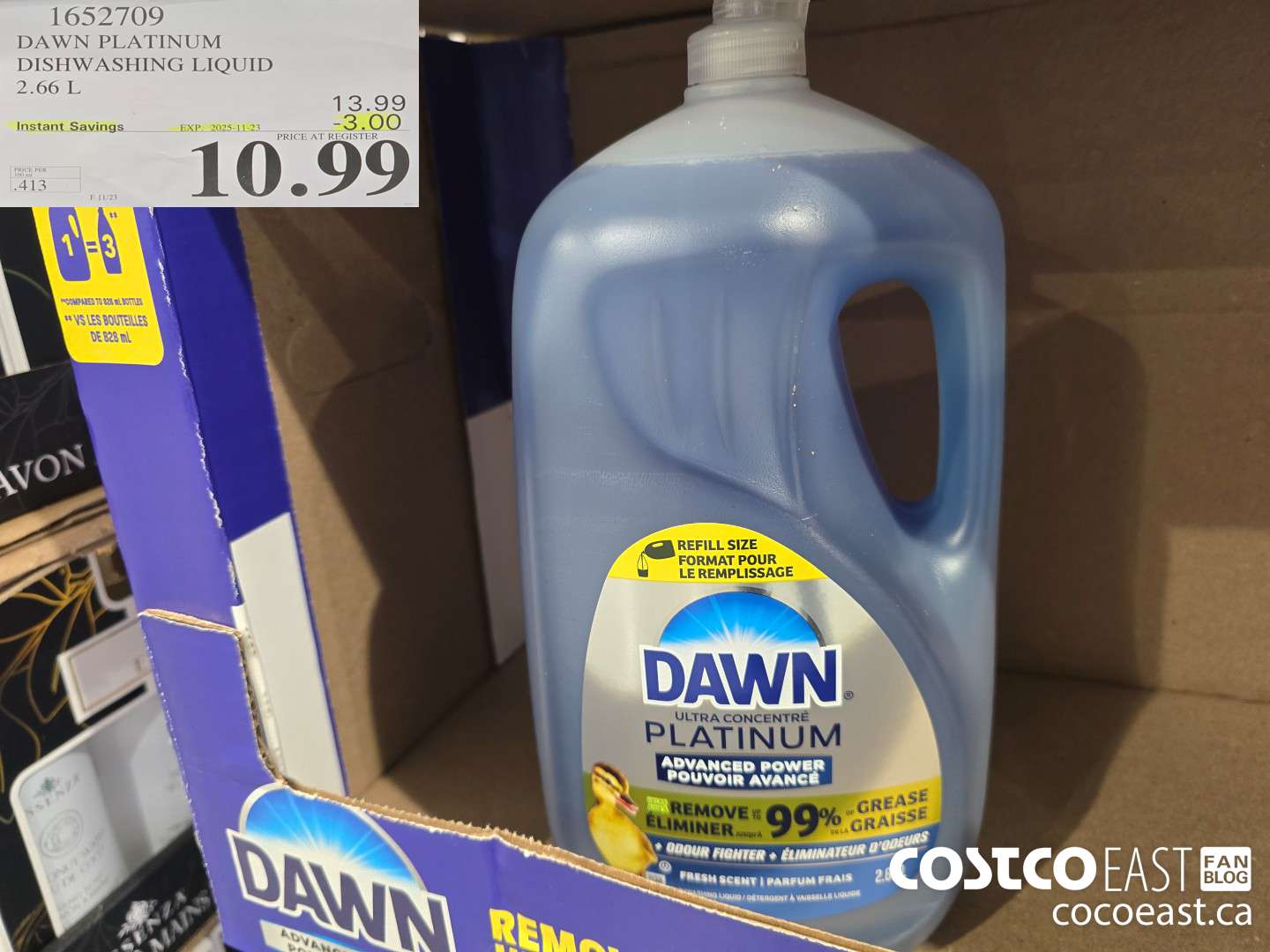 1652709 DAWN PLATINUM DISHWASHER LIQUID 2.66L ($3.00 INSTANT SAVINGS EXPIRES ON 2025-11-23) $10.99