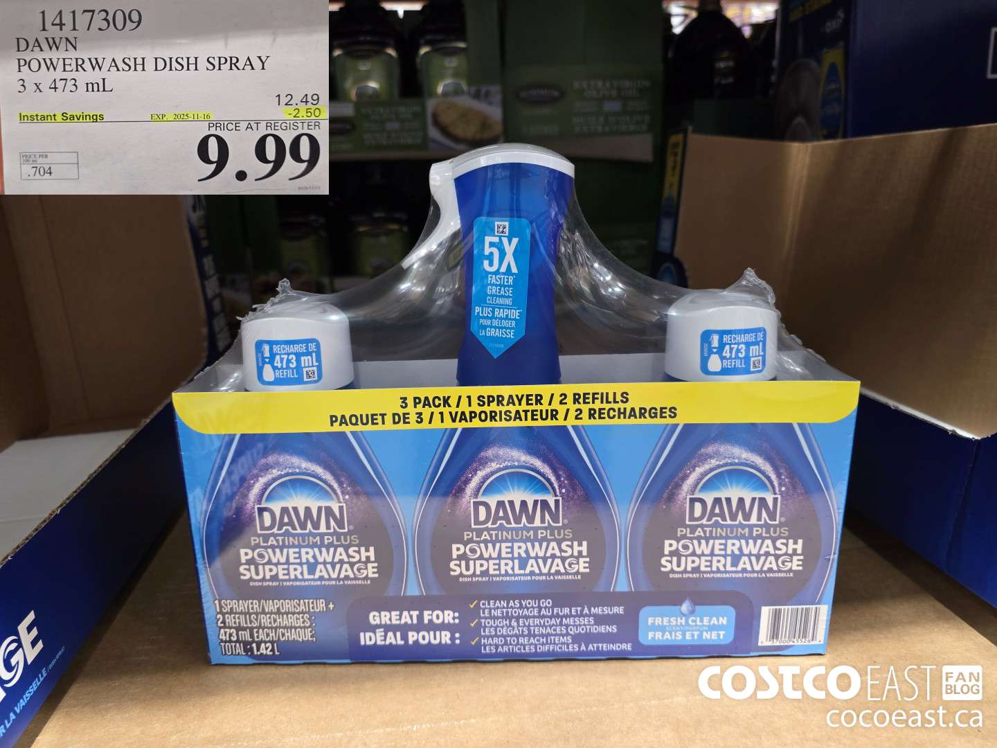 1417309 DAWN POWERWASH DISH SPRAY 3 X 473 mL ($2.50 INSTANT SAVINGS EXPIRES ON 2025-11-16) $9.99