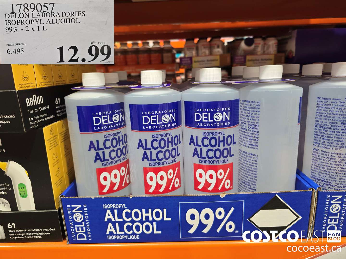 1789057 DELON LABORATORIES ISOPROPYL ALCOHOL 99% - 2 X 1L $12.99