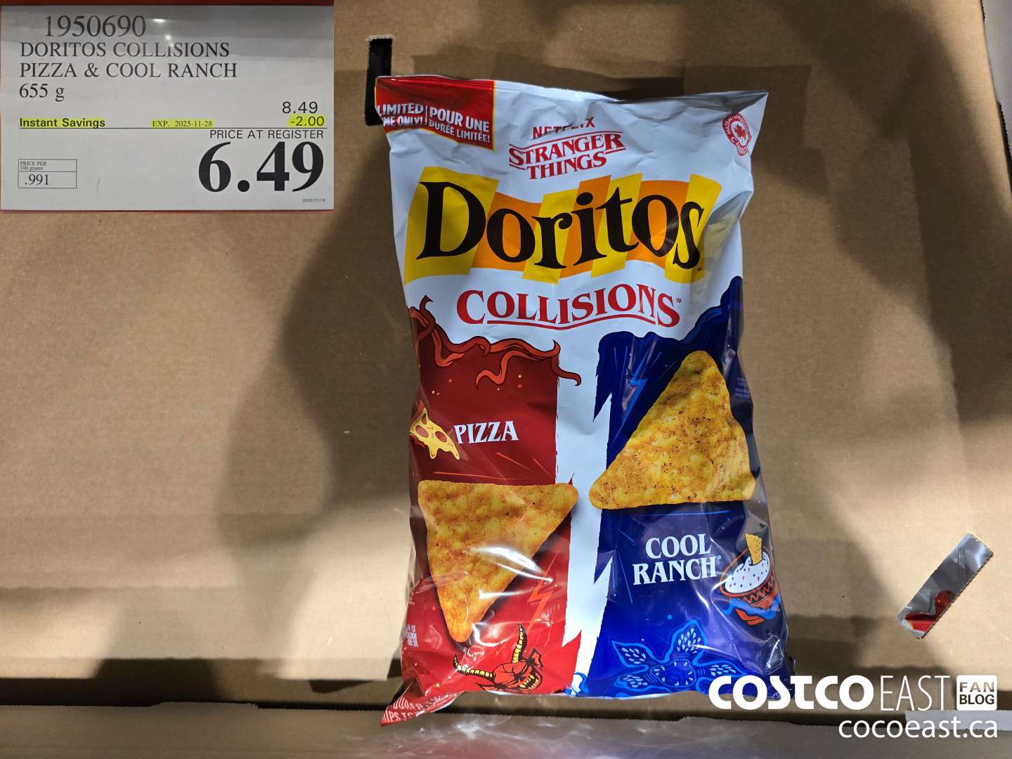 1950690 DORITOS COLLISIONS PIZZA & COOL RANCH 655 g ($2.00 INSTANT SAVINGS EXPIRES ON 2025-11-28) $6.49