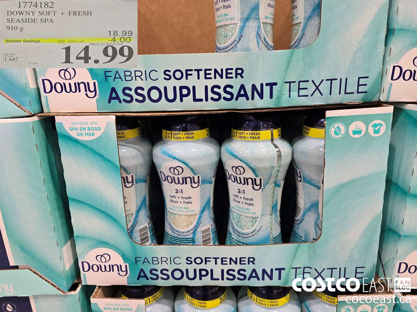 1774182 DOWNY SOFT + FRESH SEASIDE SPA 910 G ($4.00 INSTANT SAVINGS EXPIRES ON 2025-11-09) $14.99