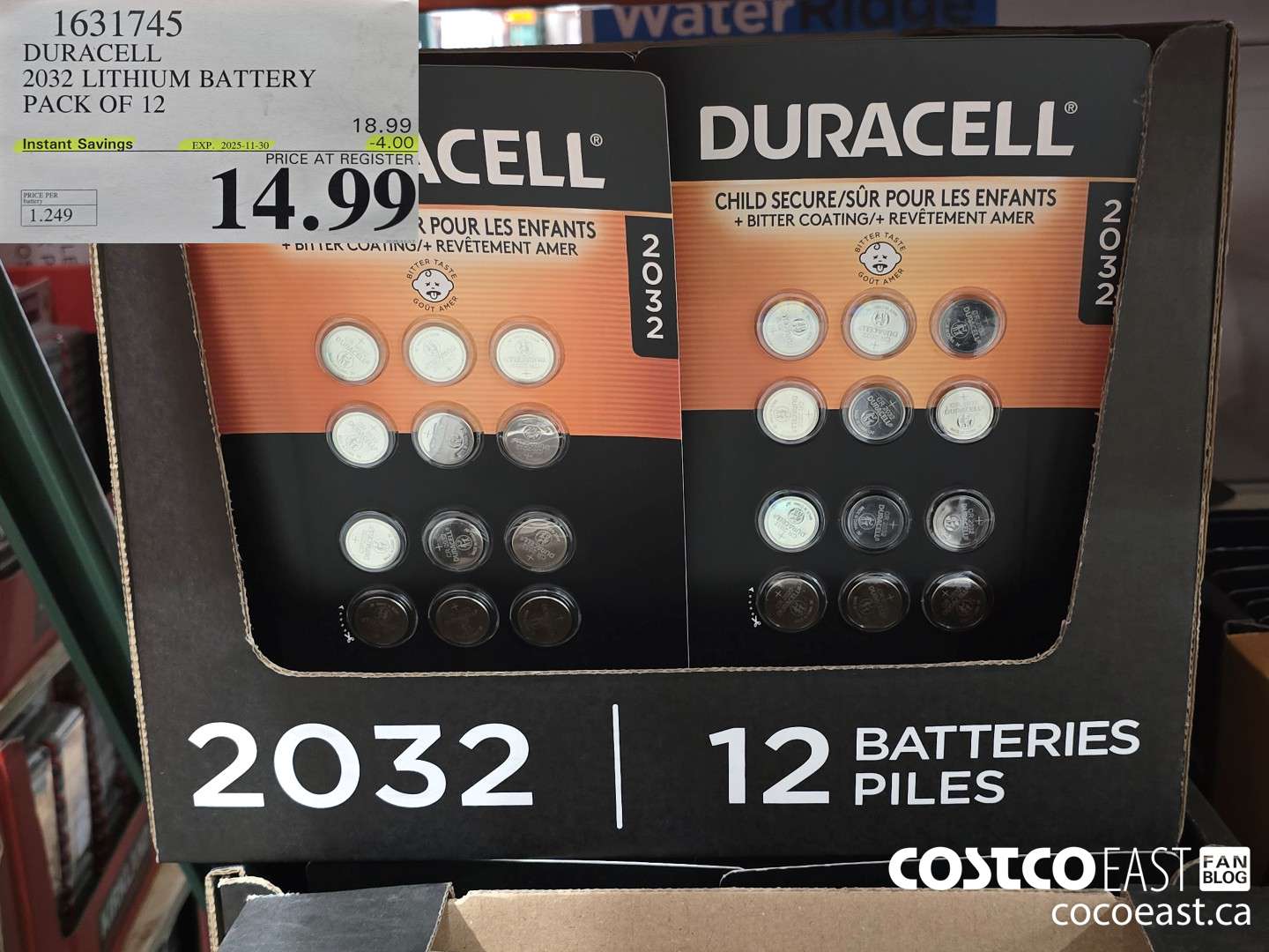 1631745 DURACELL 2032 LITHIUM BATTERY PACK OF 12 ($4.00 INSTANT SAVINGS EXPIRES ON 2025-11-30) $14.99