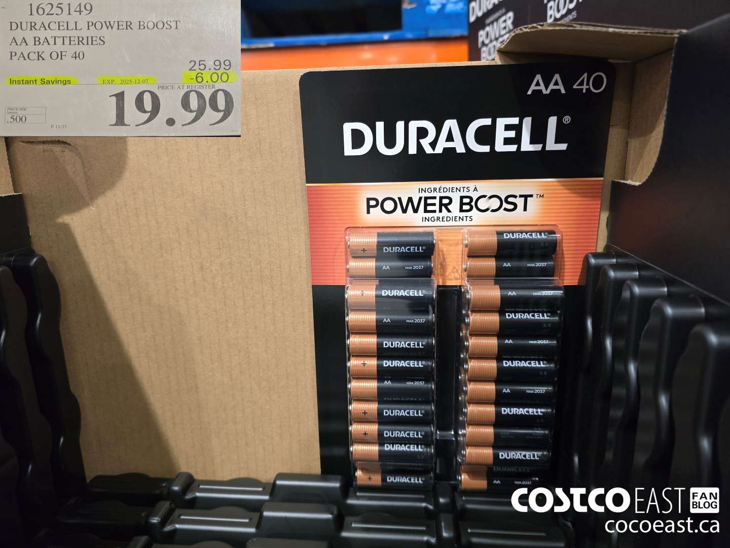 1625149 DURACELL POWER BOOST AA BATTERIES PACK OF 40 ($6.00 INSTANT SAVINGS EXPIRES ON 2025-12-07) $19.99