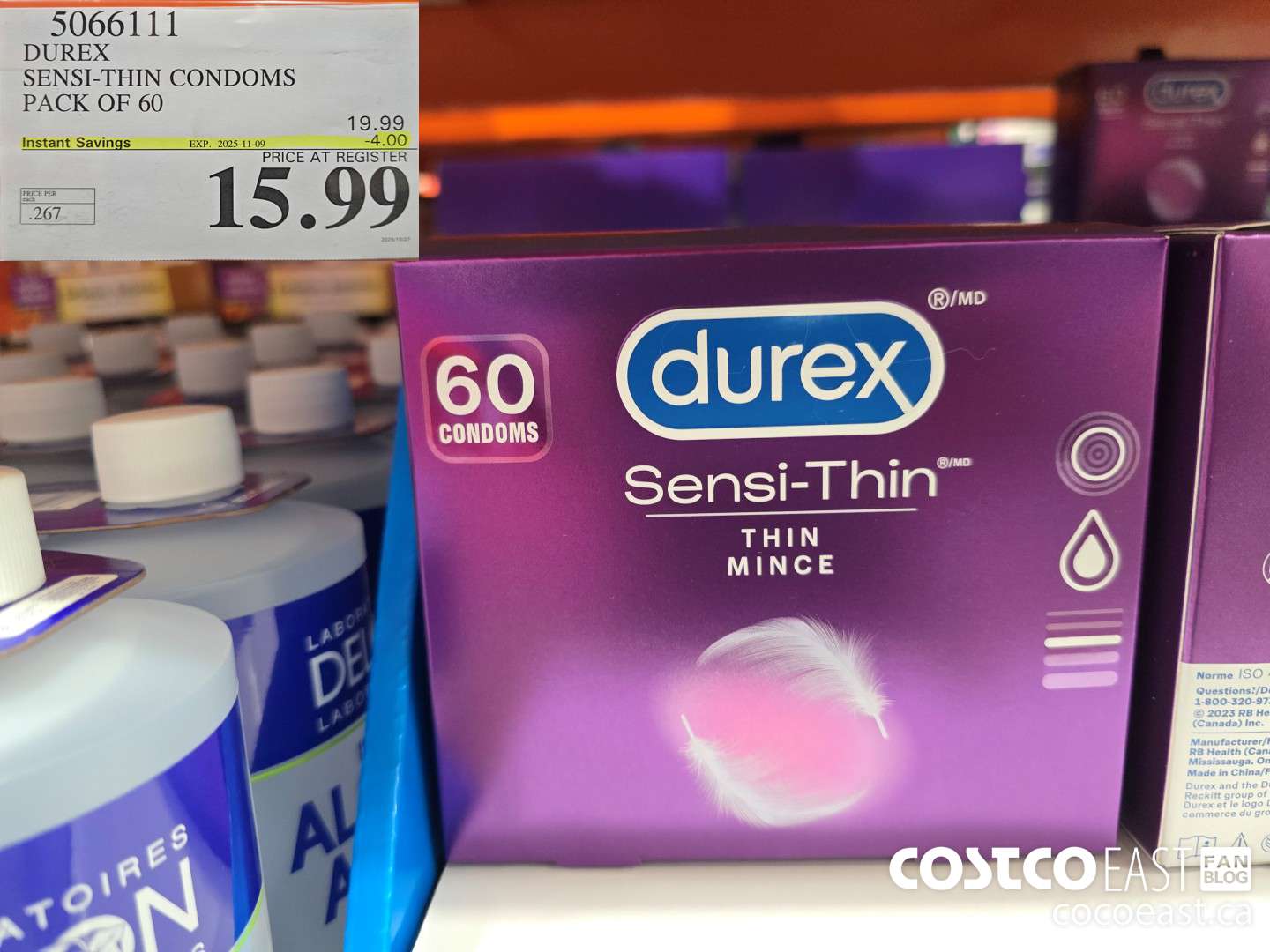 5066111 DUREX SENSI-THIN CONDOMS BOX OF 60 ($4.00 INSTANT SAVINGS EXPIRES ON 2025-11-09) $15.99