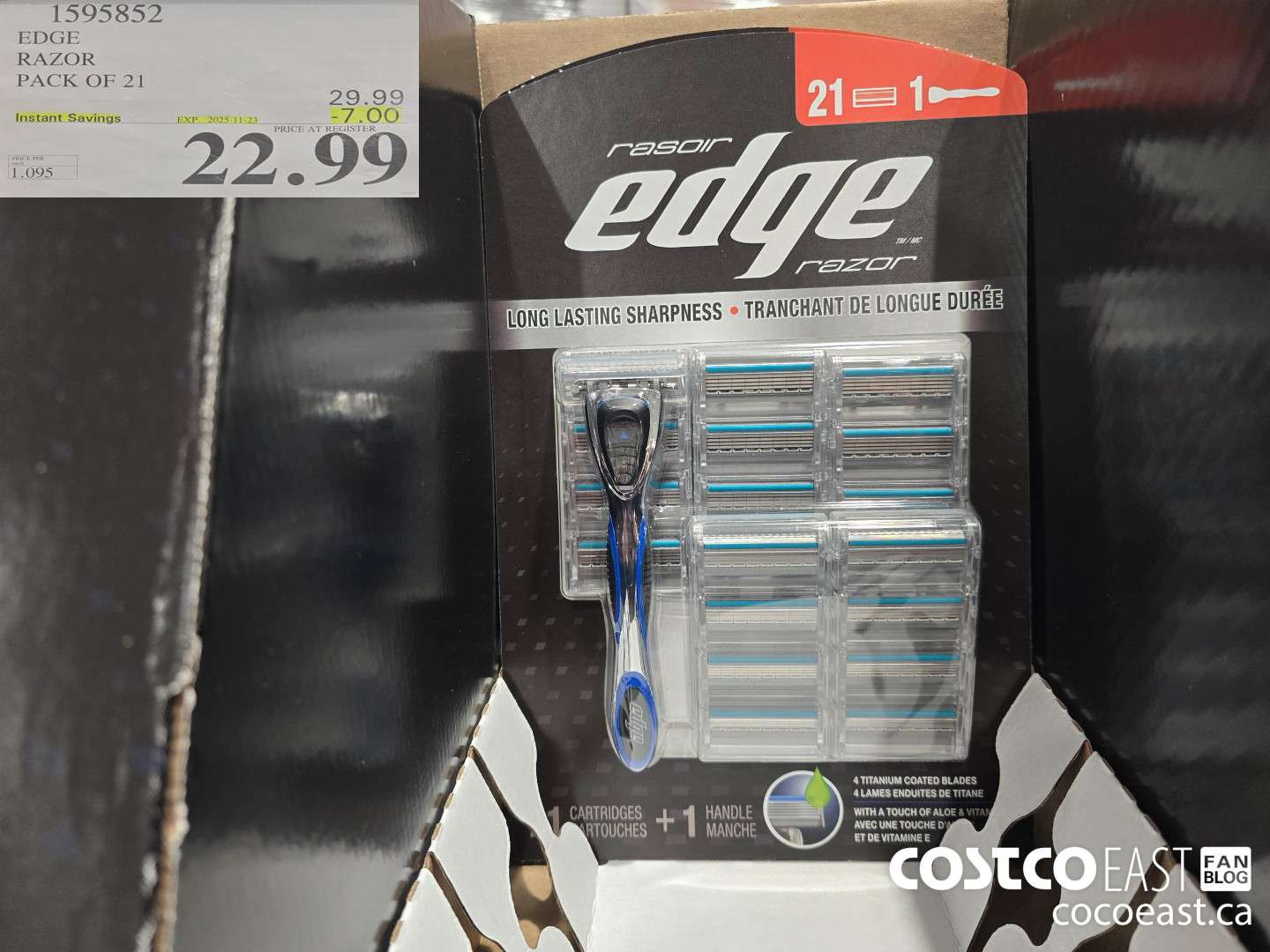 1595852 EDGE RAZOR PACK OF 21 ($7.00 INSTANT SAVINGS EXPIRES ON 2025-11-23) $22.99