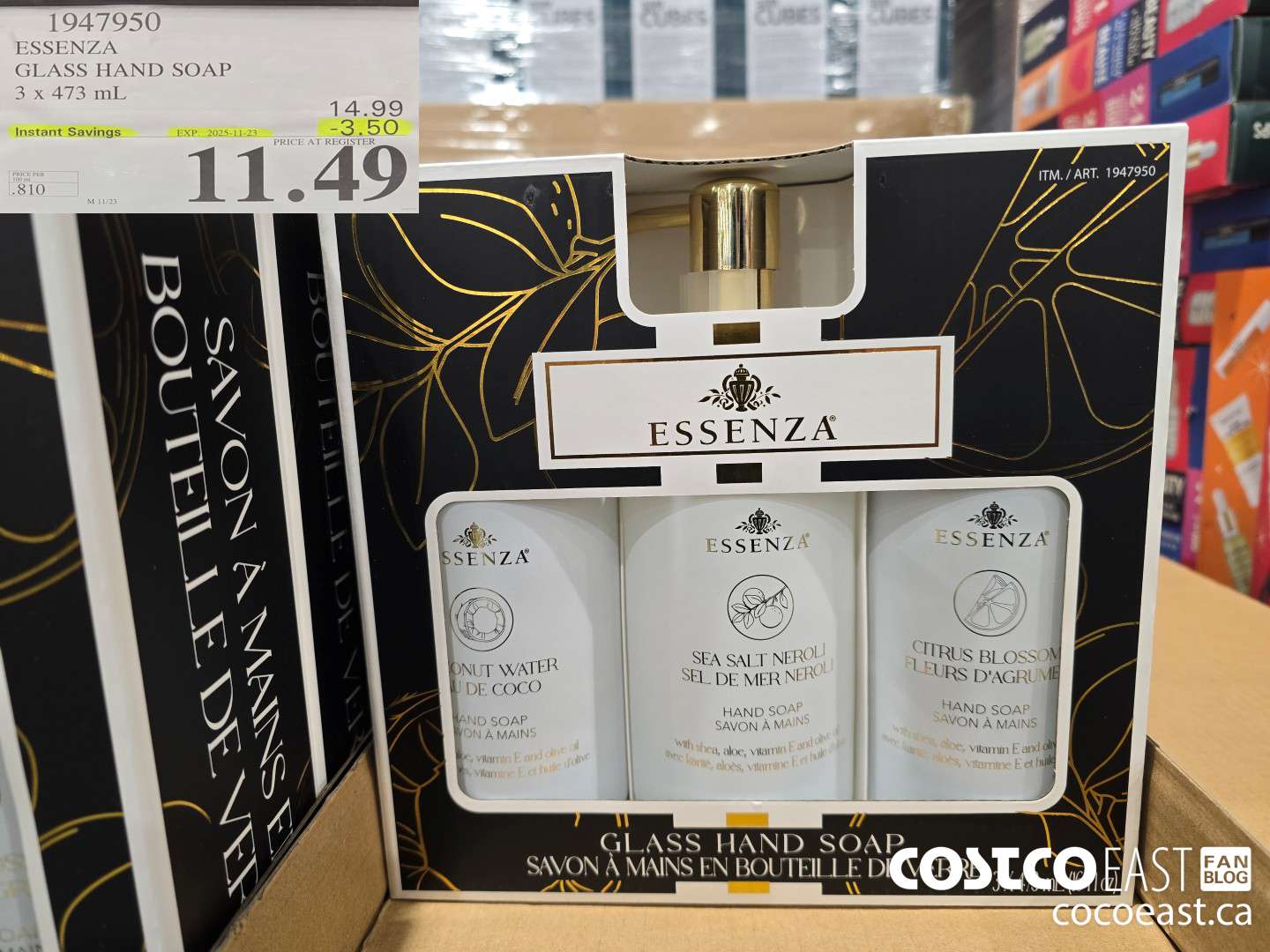 1947950 ESSENZA GLASS HAND SOAP 3 X 473 ML ($3.50 INSTANT SAVINGS EXPIRES ON 2025-11-23) $11.49