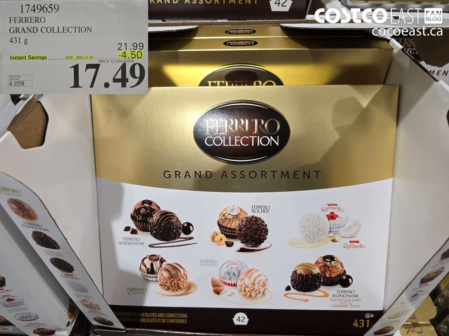 1749659 FERRERO GRAND ASSORTMENT 431 G ($4.50 INSTANT SAVINGS EXPIRES ON 2025-11-30) $17.49