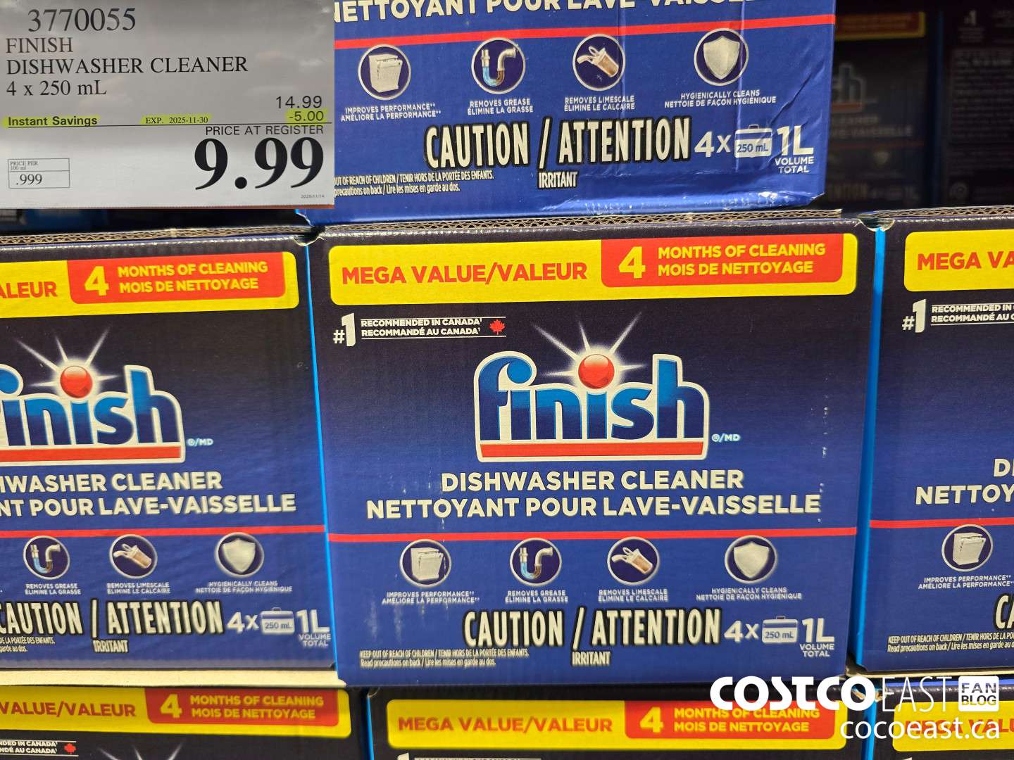 3770055 FINISH DISHWASHER CLEANER 4 x 250 mL ($5.00 INSTANT SAVINGS EXPIRES ON 2025-11-30) $9.99