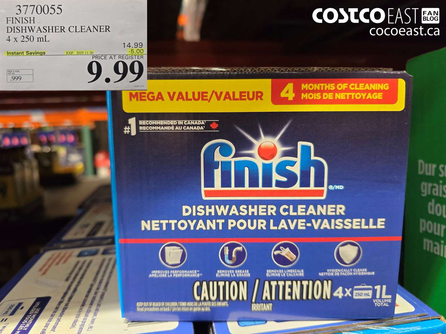 3770055 FINISH DISHWASHER CLEANER 4 x 250 mL ($5.00 INSTANT SAVINGS EXPIRES ON 2025-11-30) $9.99