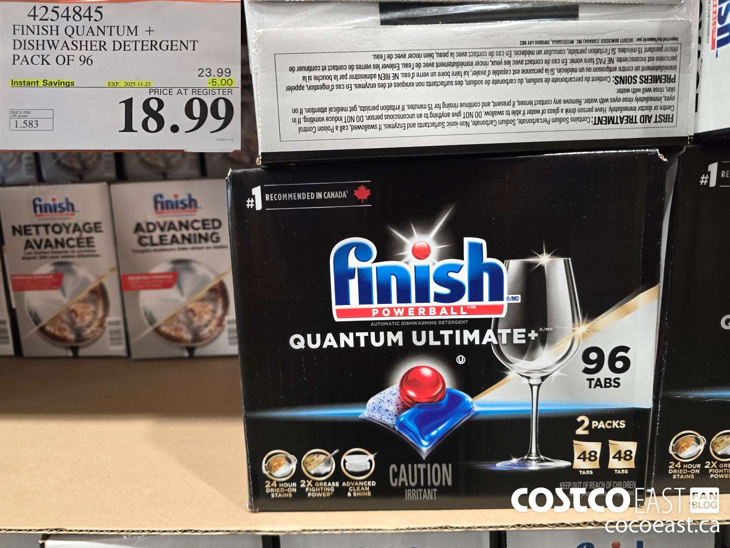 4254845 FINISH QUANTUM + DISHWASHER DETERGENT PACK OF 96 ($5.00 INSTANT SAVINGS EXPIRES ON 2025-11-23) $18.99
