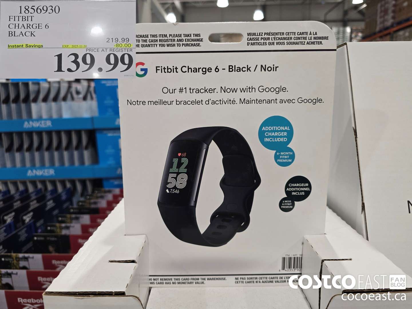 1856930 FITBIT CHARGE 6 BLACK ($80.00 INSTANT SAVINGS EXPIRES ON 2025-11-30) $139.99