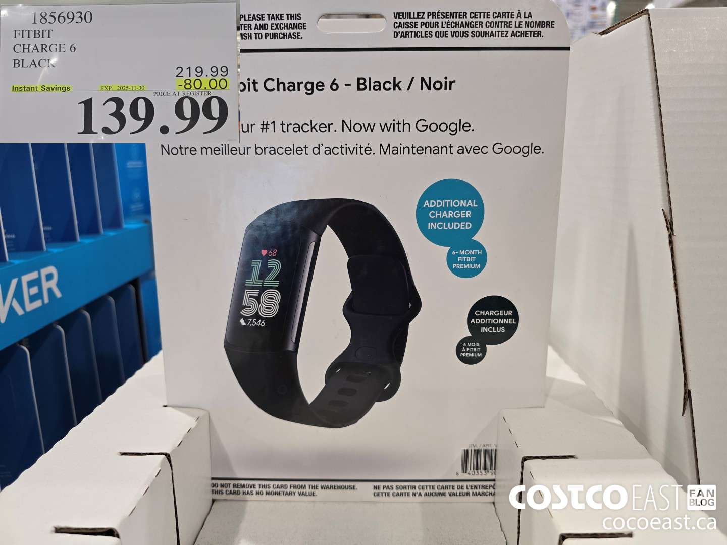 1856930 FITBIT CHARGE 6 BLACK ($80.00 INSTANT SAVINGS EXPIRES ON 2025-11-30) $139.99
