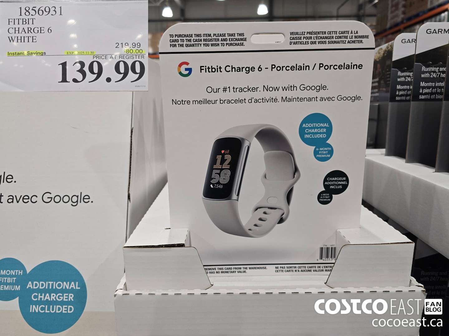 1856931 FITBIT CHARGE 6 WHITE ($80.00 INSTANT SAVINGS EXPIRES ON 2025-11-30) $139.99