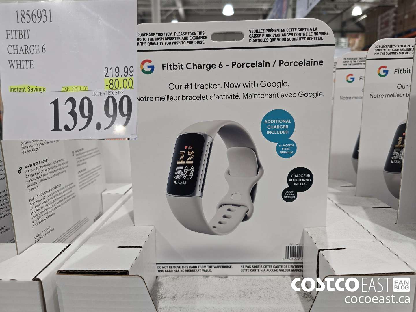 1856931 FITBIT CHARGE 6 WHITE ($80.00 INSTANT SAVINGS EXPIRES ON 2025-11-30) $139.99