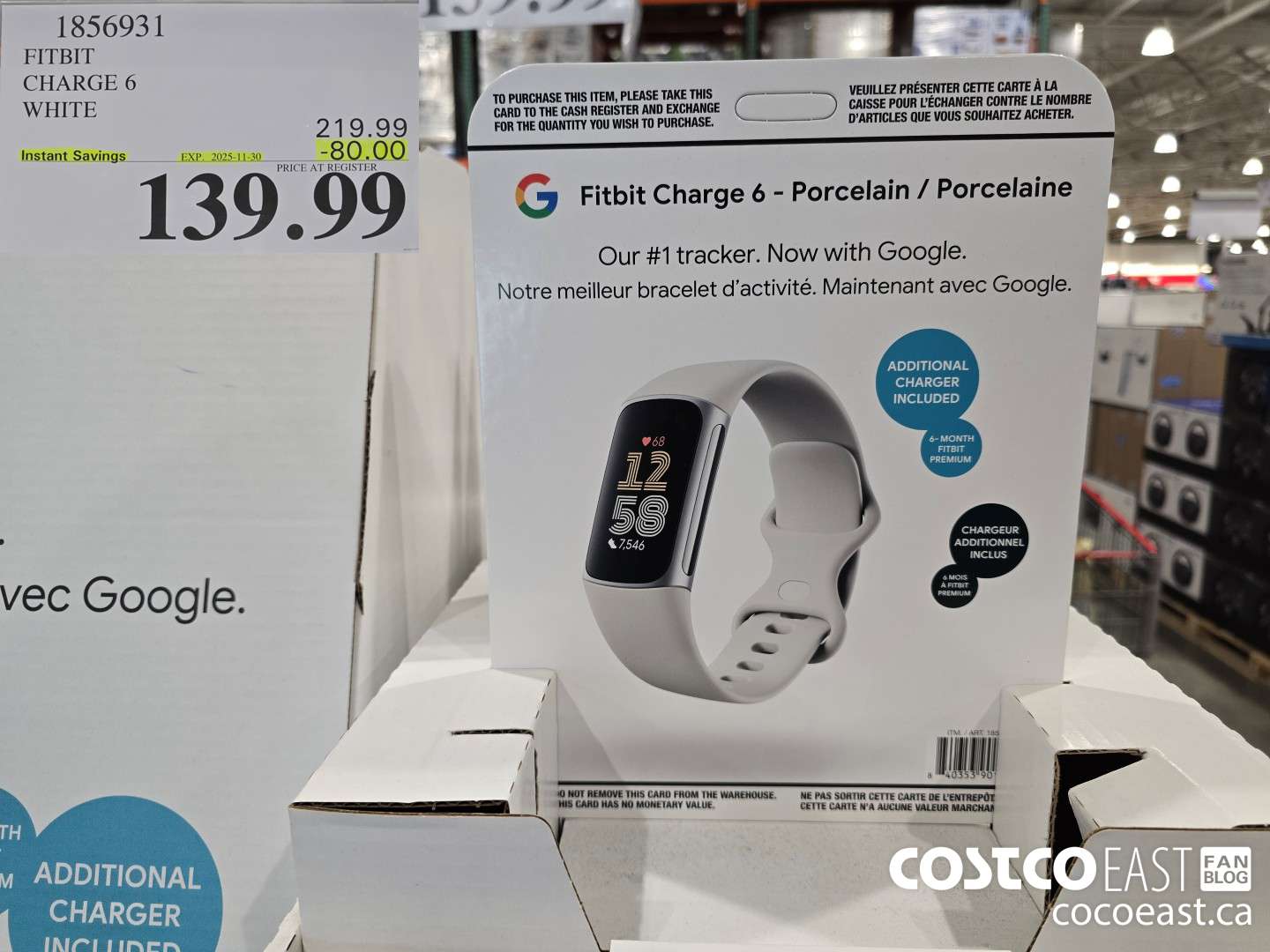 1856931 FITBIT CHARGE 6 WHITE ($80.00 INSTANT SAVINGS EXPIRES ON 2025-11-30) $139.99