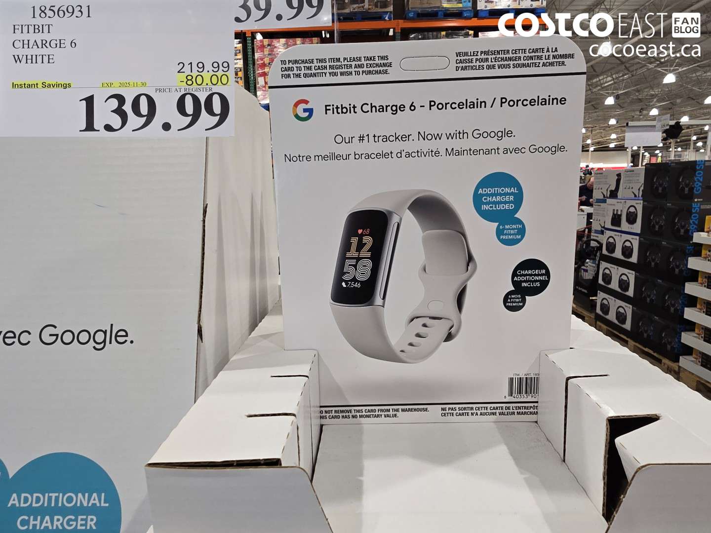 1856931 FITBIT CHARGE 6 WHITE ($80.00 INSTANT SAVINGS EXPIRES ON 2025-11-30) $139.99