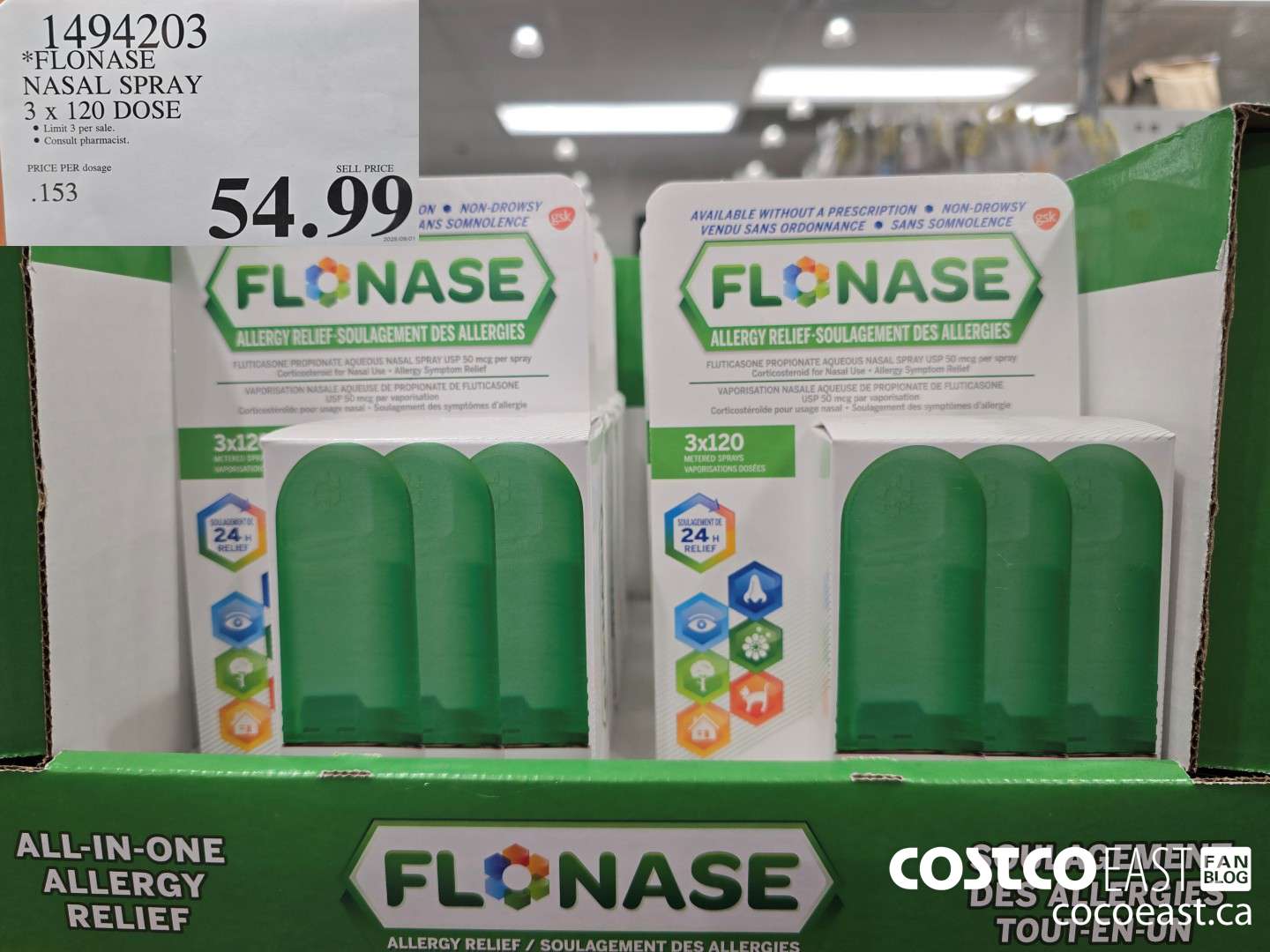 1494203 FLONASE NASAL SPRAY 3 X 120 DOSE $54.99