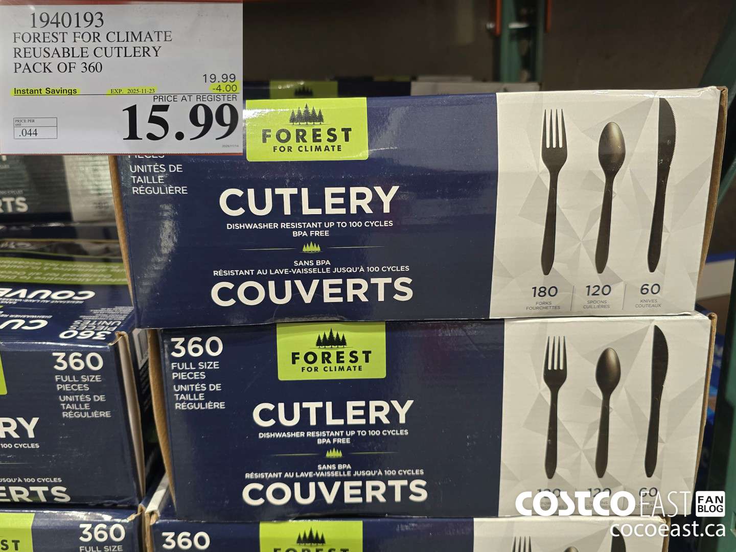 1940193 FOREST FOR CLIMATE REUSABLE CUTLERY PACK OF 360 ($4.00 INSTANT SAVINGS EXPIRES ON 2025-11-23) $15.99