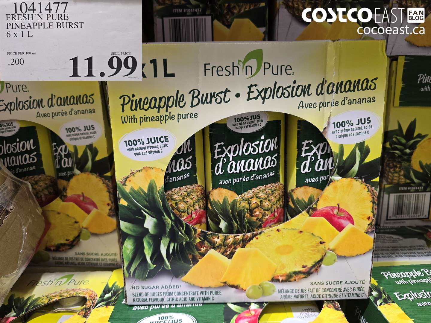 1041477 FRESH N PURE PINEAPPLE BURST 6 X 1L $11.99