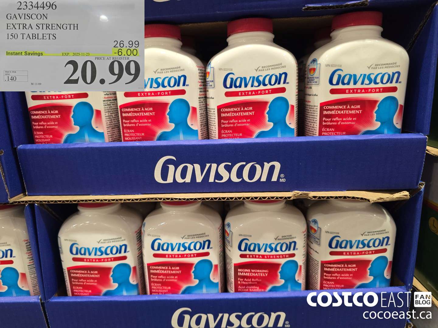 2334496 GAVISCON EXTRA STRENGTH 150 TABLETS ($6.00 INSTANT SAVINGS EXPIRES ON 2025-11-23) $20.99