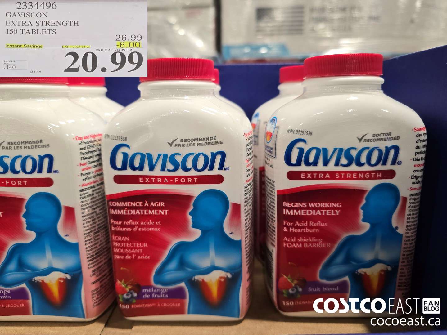 2334496 GAVISCON EXTRA STRENGTH 150 TABLETS ($6.00 INSTANT SAVINGS EXPIRES ON 2025-11-23) $20.99