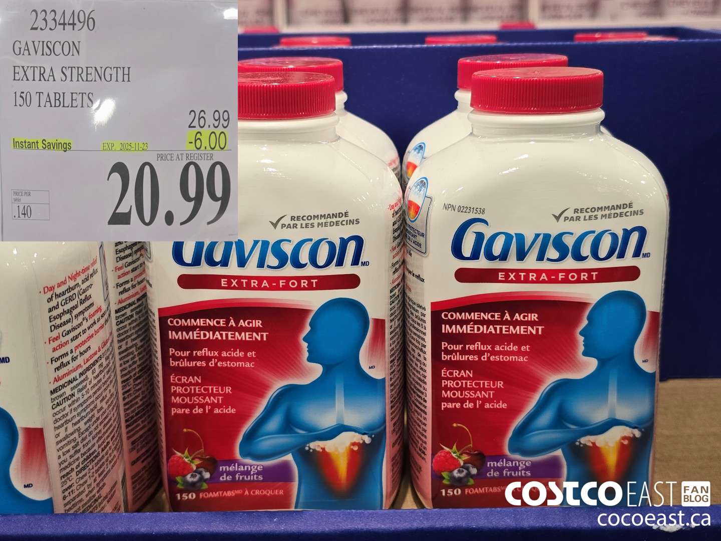 2334496 GAVISCON EXTRA STRENGTH 150 TABLETS ($6.00 INSTANT SAVINGS EXPIRES ON 2025-11-23) $20.99
