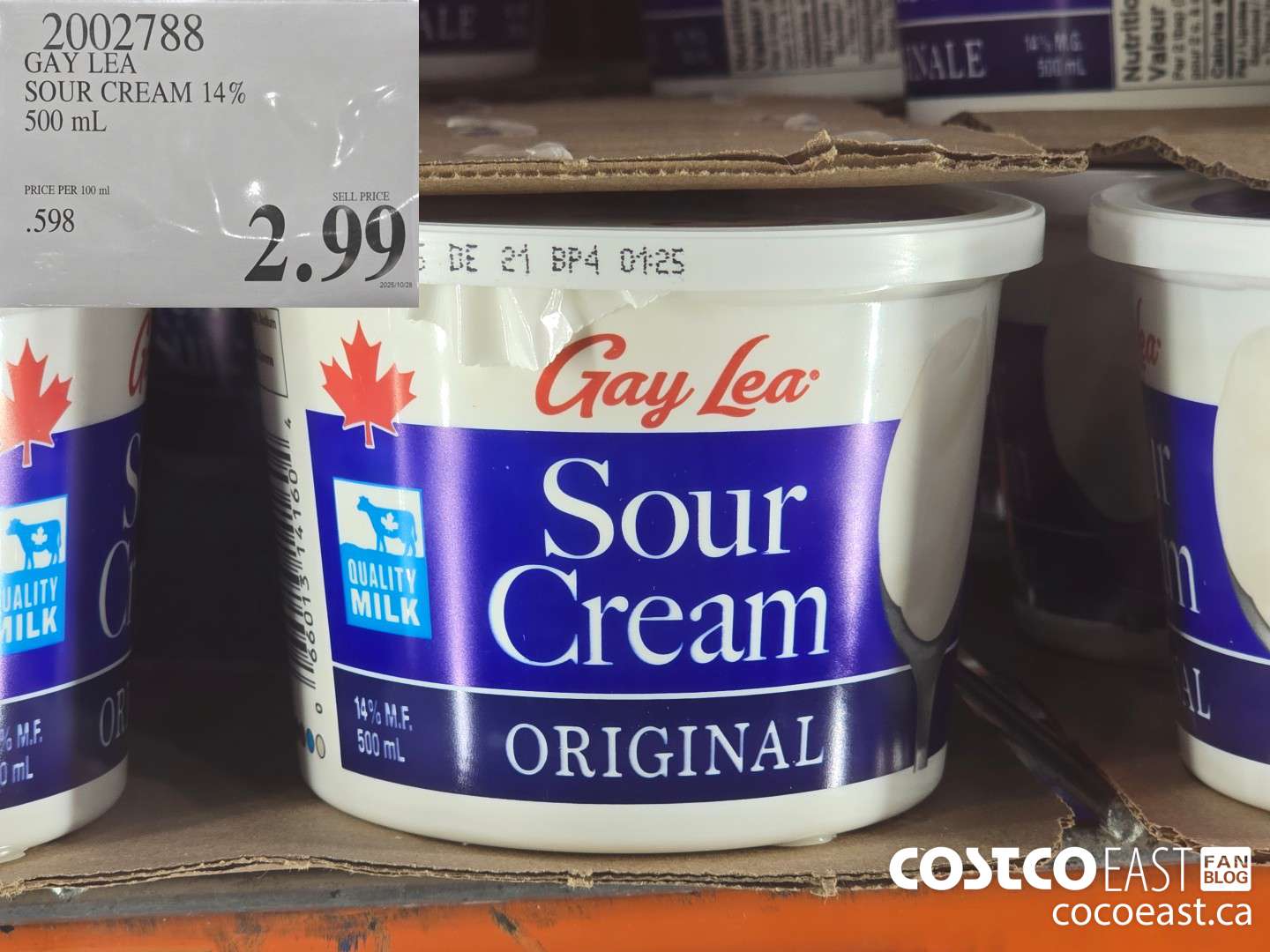 2002788 GAY LEA SOUR CREAM 14% 500 mL $2.99