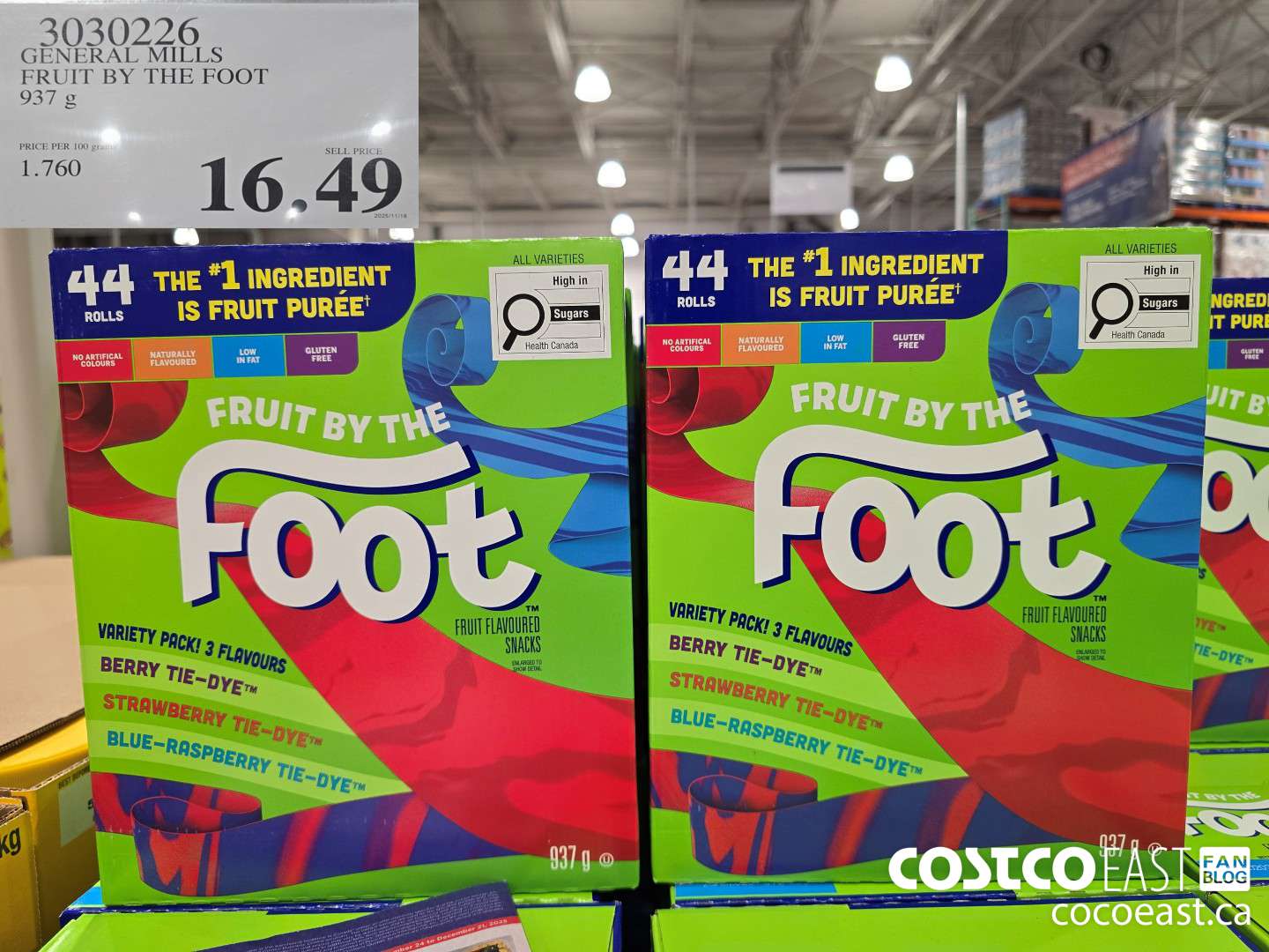 3030226 GENERAL MILLS FRUIT BY THE FOOT 937 G $16.49