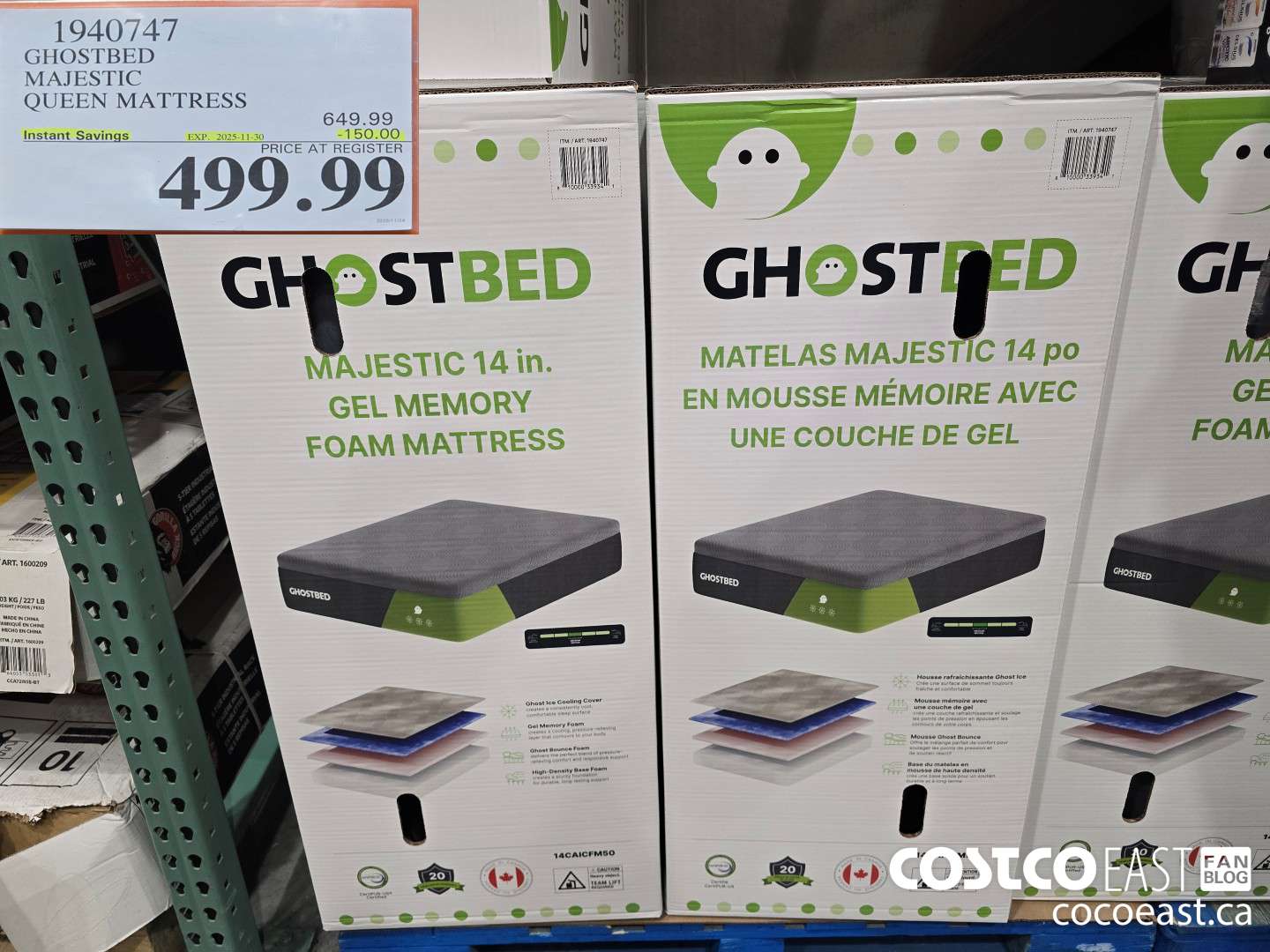 1940747 GHOSTBED MAJESTIC QUEEN MATTRESS ($150.00 INSTANT SAVINGS EXPIRES ON 2025-11-30) $499.99