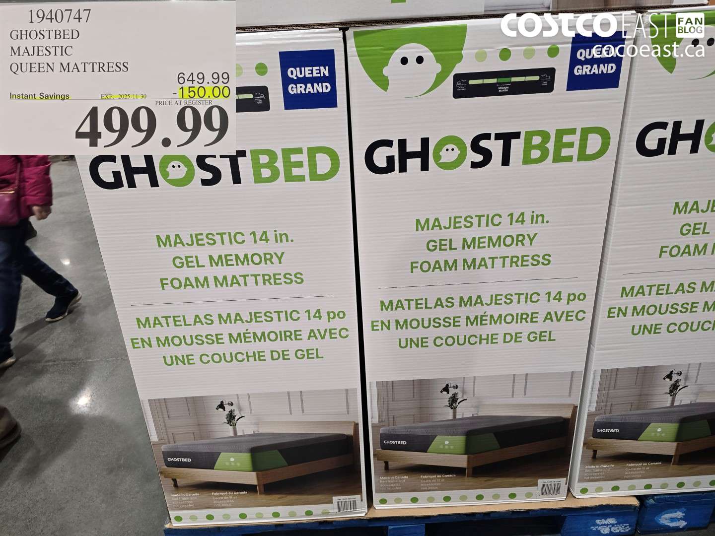 1940747 GHOSTBED MAJESTIC QUEEN MATTRESS ($150.00 INSTANT SAVINGS EXPIRES ON 2025-11-30) $499.99