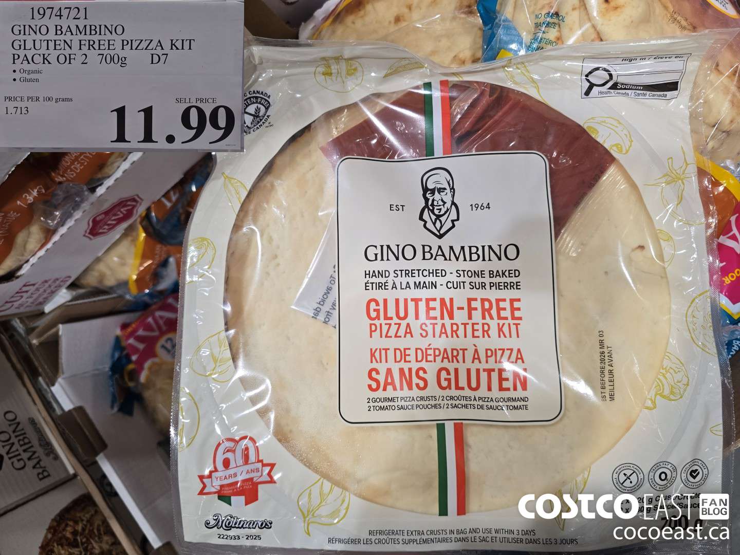 1974721 GINO BAMBINO GLUTEN FREE PIZZA KIT PACK OF 2 700g D7 $11.99