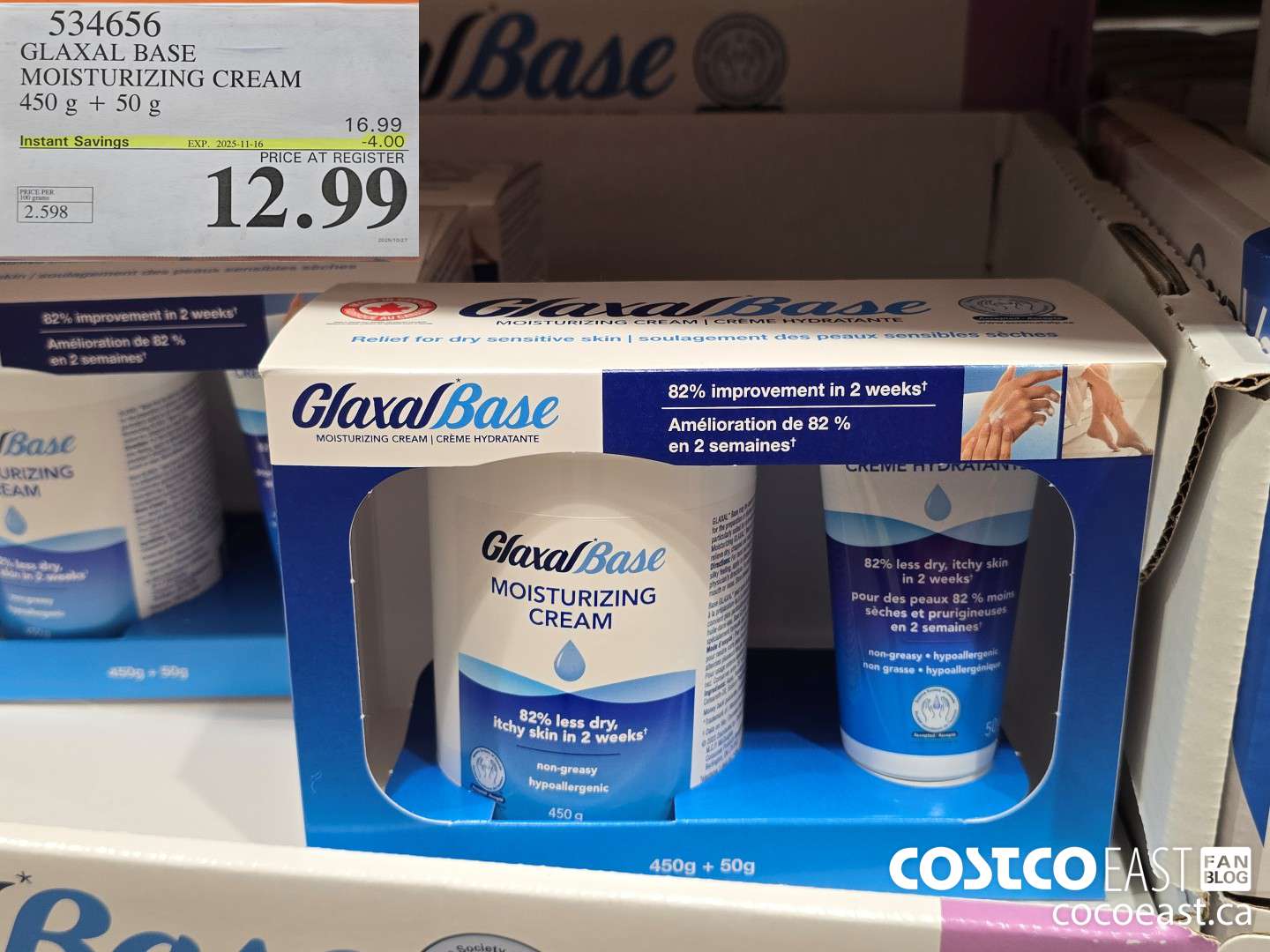 534656 GLAXAL BASE MOISTURIZING CREAM 450G + 50G ($4.00 INSTANT SAVINGS EXPIRES ON 2025-11-16) $12.99