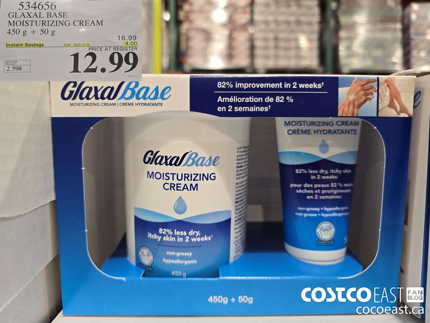 534656 GLAXAL BASE MOISTURIZING CREAM 450G + 50G ($4.00 INSTANT SAVINGS EXPIRES ON 2025-11-16) $12.99